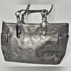 COACH all leather Hampton Metallic bag